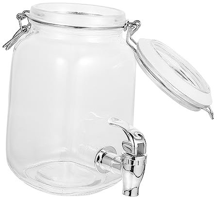 Zerodeko 1.5l Glass Juice Dispenser with Abs Faucet Sealed Beverage Dispenser for Parties and Events for Drinks Serving