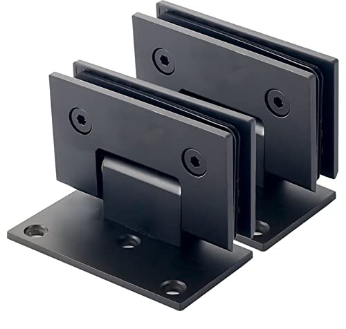 bisagras para mamparas de ducha, 2 bisagras de puerta de vidrio de acero inoxidable 304, abrazadera de vidrio de baño de un solo lado de 90°, color negro mate, bisagras de puerta de ducha sin marco de