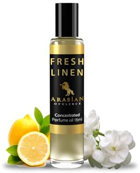 Arabian Opulence FR298 FRESH LINEN Roll-on Perfume Oil | Concentrated Fragrance Body Oil | Long Lasting Oil Based Perfume for Women | Travel Size Alcohol-Free Soft Perfume Oil Bottle (15ML)