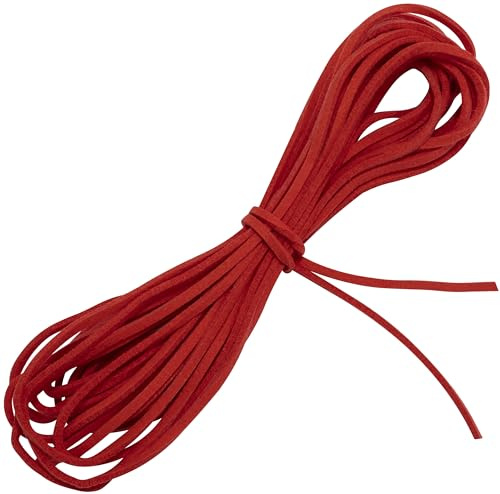 AERZETIX - C73407 - Cordone filo piatto in velluto finto scamosciato 2.5x1.5mm x 4m - colore rosso - braccialetto collana progetti creativi artigianato confezione regali hobby creativo gioielli
