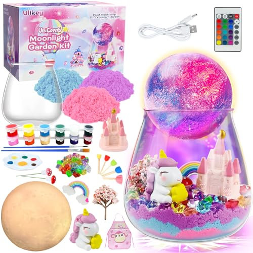 Ulikey Set di unicorni fai da te per bambini, per illuminare la pittura con unicorno, giocattoli, luci da giardino, luci di notte, set per pittura a mano, kit per ragazze, regali di compleanno