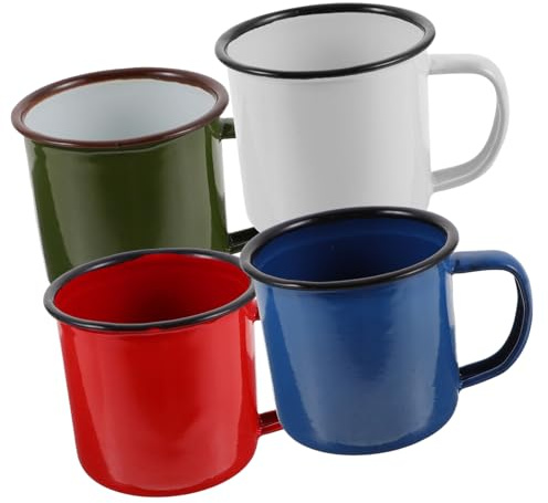 Mikinona 4pezzi Tazze Smaltate Vintage Bicchieri Per Bevande Stile Retro Da Vino Resistenti E Leggere Design Con Manico Comfortevole E Isolamento Termico Facili Da Pulire Assortimento Di Colori