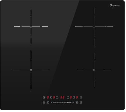 Placa Induccion 4 Fuegos, Placas de Induccion con Tecnología de Medio Puente, Función Boost, Calentamiento Uniforme, Temporizador 99 Min, Bloqueo de Seguridad 6400W