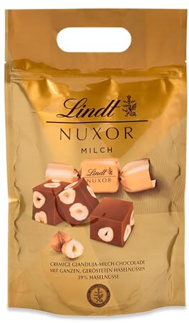 Lindt Schokolade | NUXOR Würfel Vollmilch, 700g Beutel, Großpackung | ca. 54 Würfel, ganze Haselnüsse, Vollmilch Gianduja-Schokolade, zum Teilen & Verschenken, Vorrat, Genussmomente