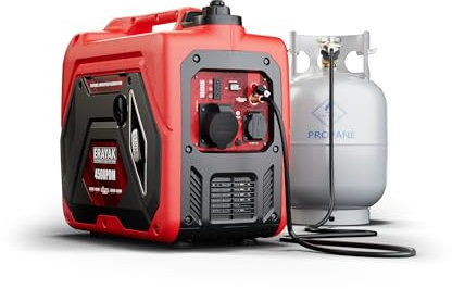 ERAYAK Generador de Corriente Silencioso 4500W Tres Combustibles, Compatible con Interruptor de Transferencia, Funciona con Gasolina, Propano y Gas Natural, Paralelo (Tres combustibles 4500 PDM)