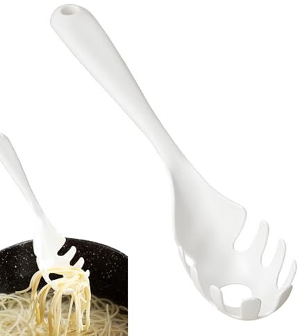 Cucchiaio per spaghetti con denti migliorati – Forchetta per pasta resistente al calore | Cucchiaio per gnocchi da cucina con manico lungo e artiglio, attrezzo versatile per