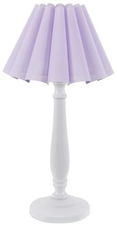 ValueLights | White Wood Candlestick Table Lamp with Lilac Pleated Shade Living Room Bedroom Light | Table Lamps, Home Décor & Improvement Essential | Included LED Bulb