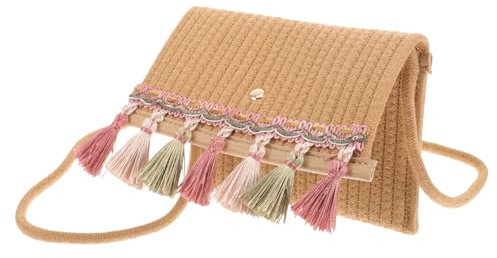 ANDRESLAD Häkeltasche Für Damen Mit Fransen Handgewebte Umhängetasche Tragbare Schultertasche Für Reisen Platz Für Schlüssel Handy Und Karten