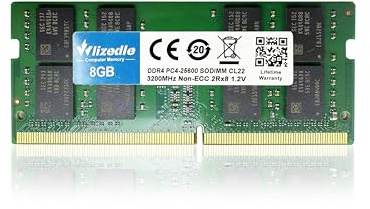 Wlizedle DDR4 3200MHz Laptop Memória RAM 8GB CL22 SO-DIMM Computador Módulo de Memória PC4-25600 260-Pin 1.2V Non-ECC 2Rx8 Upgrade Notebook Memory para Ordenadores portátiles, Verde