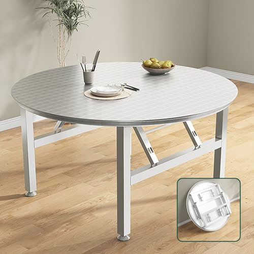Tavolo Consolle Allungabile, Tavolo Da Pranzo Pieghevole In Acciaio Inossidabile – Tavolo Salvaspazio Retrattile Per Cucina E Esterni, Struttura Stabile, Design Con Bordo Rotondo(80cm/31.4in)