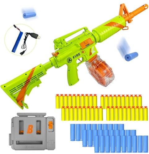 Spielzeugpistole, Spielzeug Waffen, Elektrische Pistole M16 Toy Gun - Green | 2 Modi Elektrischer & Manueller, Rotierender Trommel, Spielzeug Pistole für Erwachsene Kinder, Electric Blaster Gun
