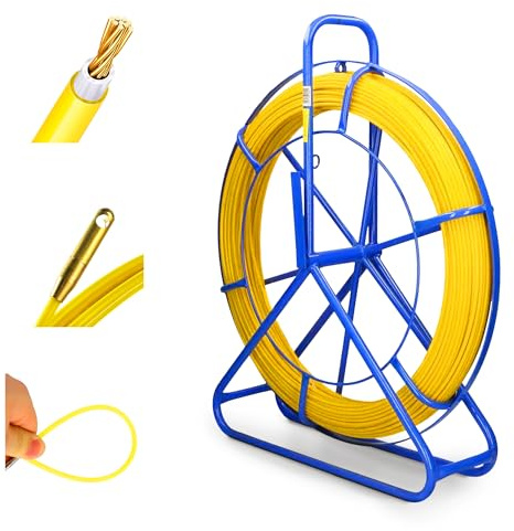 Extralink FRP - Varilla de fibra de vidrio (4,5 mm de diámetro, 100 m, tubo vacío con soporte de rodillos y freno, muelle retráctil con alta elasticidad y resistencia, cable de fibra de vidrio para
