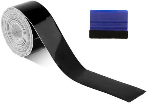 Gloss Black Car Vinyl Wrap Tape Kit, Anti-Scratch Car Wrap Vinyl Tape Self-adhesive Door Sill Protectors Strips for Most Cars (3cm width x 10m length‌)