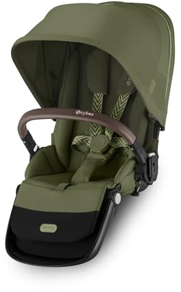 CYBEX Gold Sitzeinheit GAZELLE S und e-GAZELLE S, ab 0-4 Jahre, Moss Green | Ab Geburt bis ca. 4 Jahre, Verwandelt den Kinderwagen in einen Geschwisterwagen, Flache Liegeposition, XXL-Sonnenverdeck