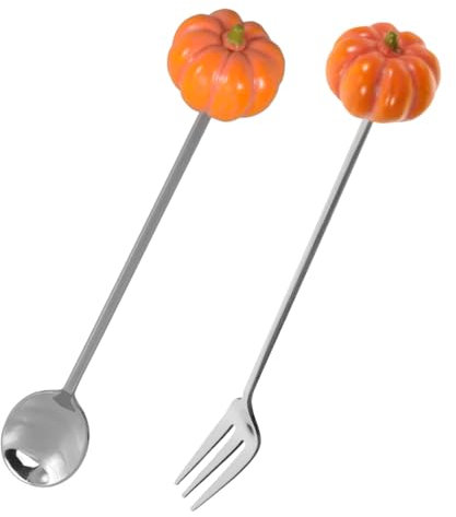 Cabilock De Calabaza Utensilios De Acero Inoxidable Para Comer De Cucharas De Postre y Tenedores De Ensalada Para Fiestas