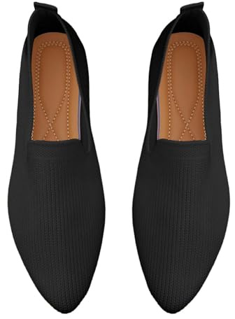 Slip on Pumps for Women UK Breathable Mesh Walking Shoes Wide Fitting Flat Trainers Fashion Pointed-Toe Pumps Lightweight Anti-Slip Sneakers Soft Sole Work Shoes Summer Casual Low Top Trainers