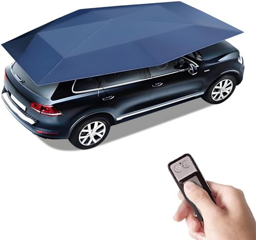 RoyceBee Carpa Universal AutomáTica para Coche, Cochera MóVil, Carpa Paraguas Totalmente AutomáTica, Refugio RetráCtil PortáTil para Coche, ProteccióN contra Granizo, Nieve, Sol,A-4.8m/15.7ft