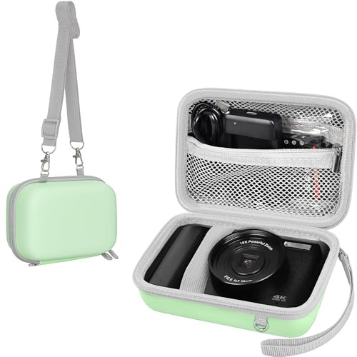 Leayjeen Funda Protectora para cámara Digital 4K, Apta para AUREAPIX/GUEVWES/ponoseu/TEFTYMON/HOOPWNE/G7X Mark III, con asa y Correa para el Hombro (Solo Funda) - Verde
