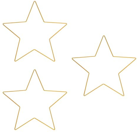 VICASKY 3pcs 30cm*4mm Metallsterne Zum Hängen Drahtsterne Basteln Metallring Aufhängen Stück Stern Makramee Sterne Gold Metallringe zum Dream Catcher DIY Bastelringe