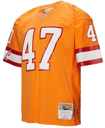 Mitchell & Ness NFL Throwbacks Collection Legacy Jersey Tampa Bay Buccaneers 1993 – John Lynch, amerikansk fotboll, träningskläder, sportskjorta, NFL-Merch, Tampa Bay Buccaneers, orange, L