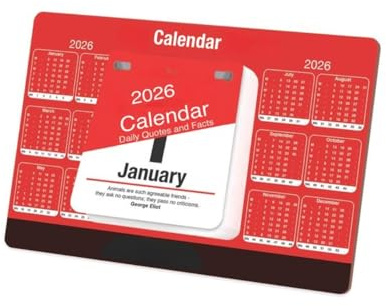 eMKay Calendrier de bureau 2026 quotidien détachable – Organiseur de bureau compact autonome avec citations inspirantes et faits amusants – Idéal pour la maison ou le bureau