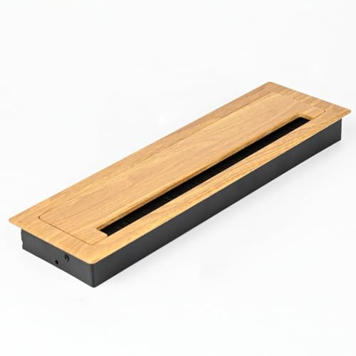 Passacavi Scrivania Passacavo Alluminio, Copriforo Rettangolare 20/30cm Effetto Legno per Ufficio, Sala Riunioni, Scrivania & Mobile TV(#1,30x9cm/11.8x3.5in)