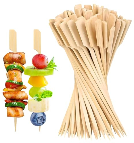 Tianher Palillos Para Aperitivos,9cm Juego De 300 Palitos De Comida Para Dedos Brochetas Pinchos De Bambú Palillos Para Cócteles Parrillas Aperitivos Frutas Barbacoas y Sándwiches