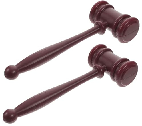 Mikinona 2pcs Judge Hammer Gavel Toys for Boys and Girls Role Play Educational Courtroom Auction Props Plastic Set