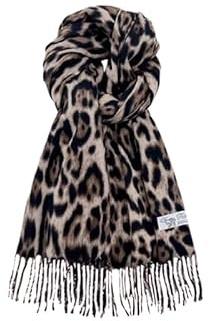 fdsmall Leopard Druck Schal für Frauen lange Wrap Schal Leopard Muster große Tierdruck Schals Wrap Tassel Schals 180 * 30