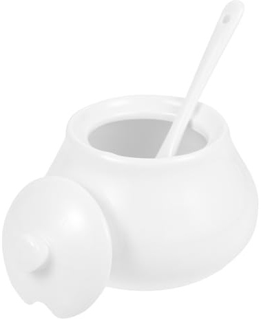 ULDIGI Bianco Contenitore per Conservare Coperchio in Ceramica, Elegante e Pratico, Zucchero per Cucina, e Coffee Bar e Sale