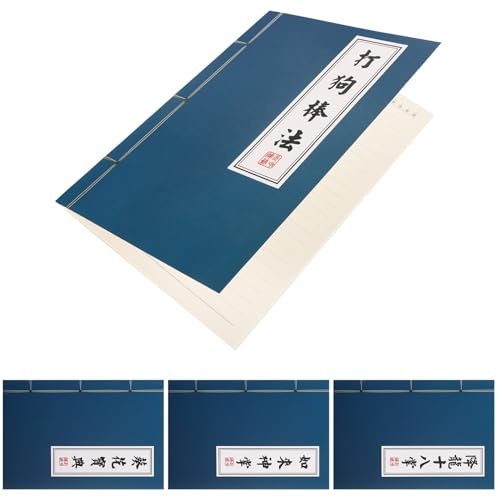 GALPADA 4 pièces Lot de Cahiers Vintage Style Chinois Ligné pour Étudiants Papier Épais Antitransfert Carnets Portables pour Prise de Notes et Devoirs Scolaires Design Arts Martiaux