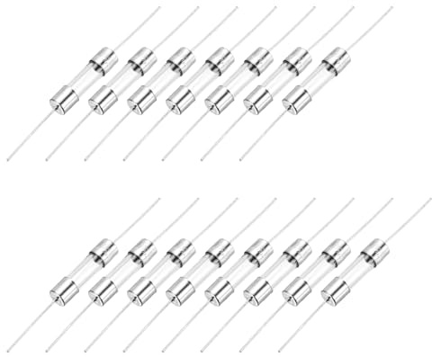 sourcing map Lot de 15 fusibles tubulaires en verre, 5 x 20 mm, cartouche 6,3 A 250 V, fusible axial à action rapide, avec fil de plomb pour remplacer ou réparer l'électronique domestique (F6.3A)