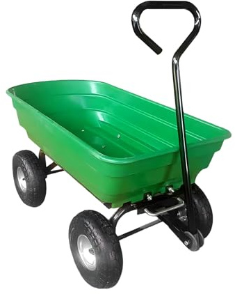 Gartenwagen 4 Räder Mit Kippfunktion 75l, Robuste Schubkarre 350kg Für Gartenarbeit, Bauernhof Und Baustelle Transport Von Erde Sand Kies