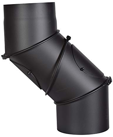 FIREFIX R180/UB Universal-Ofenrohrbogen aus 2 mm starken Stahl (Rauchrohr) in 180 mm Durchmesser, für Kaminöfen und Feuerstellen, Senotherm, schwarz, 0-90 Grad verstellbar, mit zwei Reinigungstüren