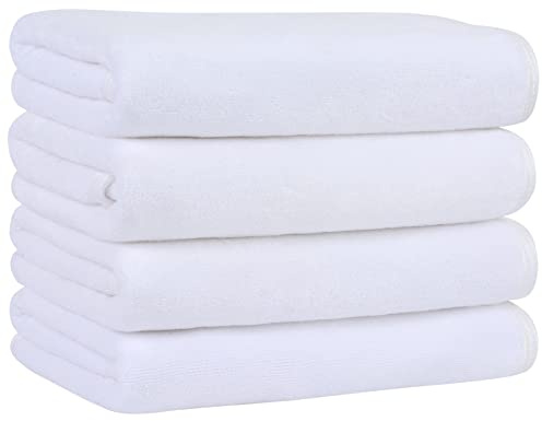 KinHwa Microfiber Hand Towels for Bathroom Soft and Absorbent Face Towels for Bath, Spa, Gym 16inch x 30inch (4, White, 16inch x 30inch)