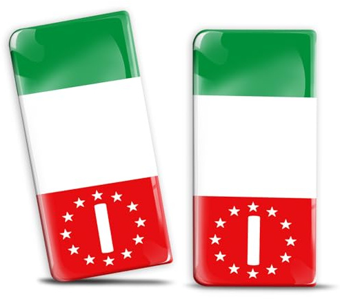 SkinoEu® 2 x 3D Gel Silikon Nummernschild Kennzeichen JDM Aufkleber Stickers Tuning Auto Motorrad Italien Tricolore National Flagge EU QS 20