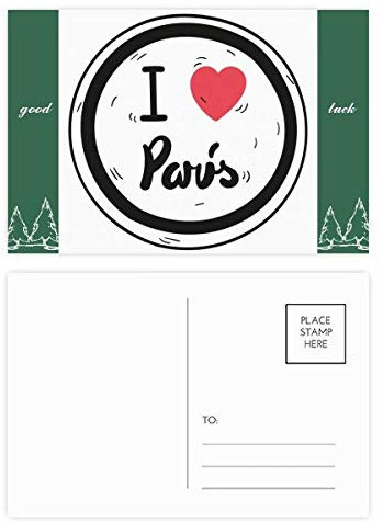Postkarten-Set mit Aufschrift I Love Paris, 20 Stück