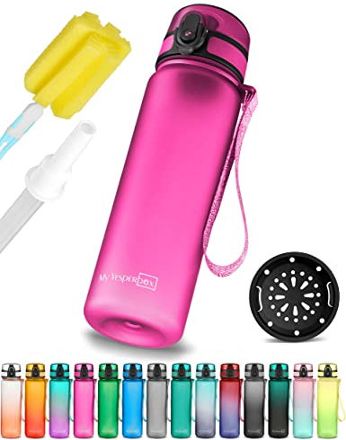 My Vesperbox® Trinkflasche Kinder [500ML] - Wasserflasche Kohlensäure Geeignet & Auslaufsicher - Water Bottle Kids - für Schule & Sport - Kinderflasche für Mädchen & Jungen - inkl. Ersatzdichtung