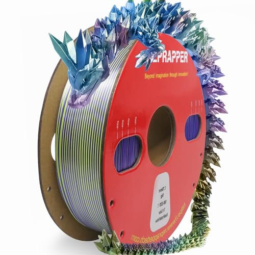 RepRapper Silk PLA Filament ，Mehrfarbige Filament PLA Dreifarbiges Filament 1.75 pla mehrfarbig ，1 kg (2,2 lbs)，Silk Hochglänzende Oberfläche，3D Drucker Filament，Blau/Lila/Gelb