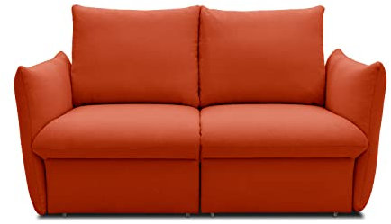 DOMO. collection Sofa Cloud Box, 2-Sitzer mit Schlaffunktion und Boxspringfederung, 2er Couch mit Bettauszug, Schlafsofa, Boxspringsofa 180 x 97 x 100 cm (BxTxH), orange
