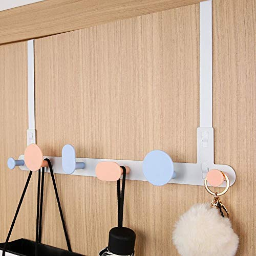 Hakenleiste über der Tür, stanzfrei, praktische Kleiderbügel, Handtuch, Kleidung, Türhänger für 4,5 cm dicke Tür, zum Aufhängen von Kleiderhaken für hinter Türen, Wohnzimmer, Küche (Farbe: Weiß)