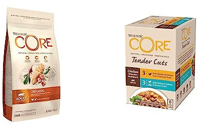 Wellness CORE Adult Original & Tender Cuts, Katzenfutter nass in Sauce, getreidefrei, hoher Fleischanteil, Hühnchen Selection Mix, 6 x 85 g