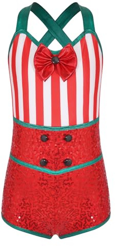 Moggemol Girls Boys Ballet Dance Leotard Biketards Gymnastics Bodysuit Festival Christmas Performance Outfits C#Red03 6 Years