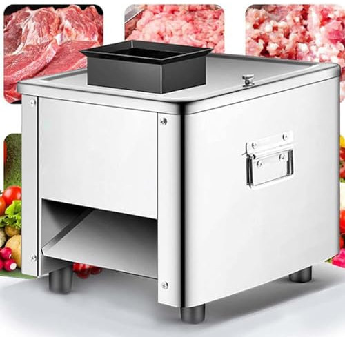 ZAJCI Tagliacarne Elettrico 850W Affettatrice Commerciale per Carne 130Kg/H Macchina per Tagliare Carne A Cubi A Strisce Automatica in Acciaio Inossidabile per Pollo Pesce Manzo Strisce di Carne C