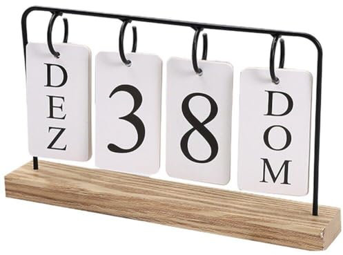 Muteitt Schreibtischkalender Aus Holz, Ewiger Klappkalender, Täglicher Tischkalender, Rustikales Bauernhaus-schreibtischzubehör Für Die Heimbüro-Dekoration