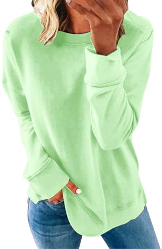 riou Sudadera Mujer sin Capucha Primavera Sweatshirt Oversized Suéter T-Shirt Cuello Redondo Casual Otoño-Invierno Talla Grande Chica Hip Hop Camiseta Mujer Top Shirt Blusas