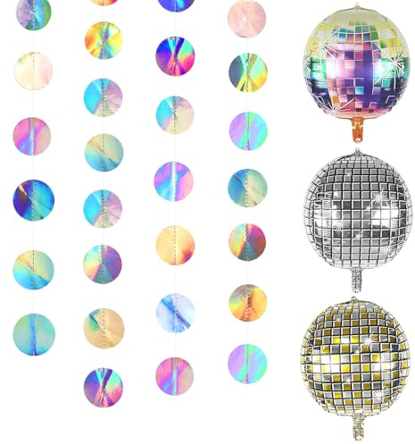 4 pezzi di carta glitterata colorata da 52 Ft, ghirlanda a pois, ghirlanda di compleanno, ghirlande da 6 palloncini da 22 pollici, ghirlande rotonde per compleanni, matrimoni, feste di compleanno