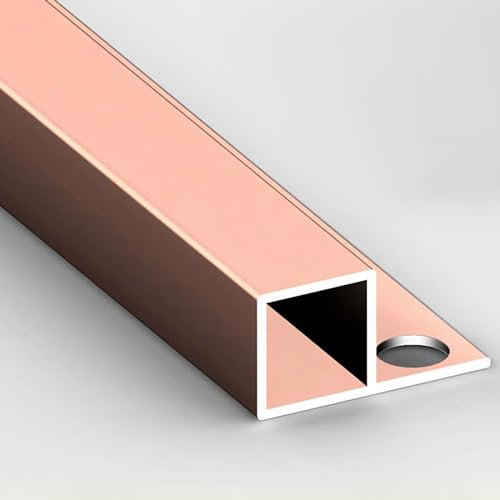 Raouoae Profilé d'angle en Aluminium Anodisé pour Carrelage, Bande De Bordure en Métal 125cm, 2 Pièces, Protection des Bords De Carrelage, Rail De Carrelage Carré(Rose Gold,8mm)