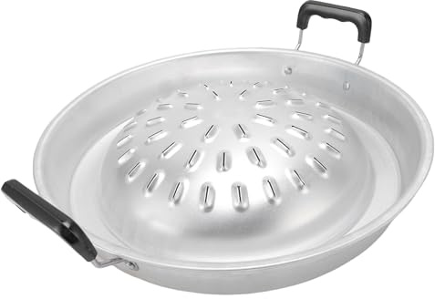 BAFOVY Thai BBQ Grill Pan 2 in 1 Non Stick Even Heating Aluminum Hot Pot Grill Charcoal Pan for Indoor Outdoor with Gas Stove Compatibility (35cm/13.78in Original Color)