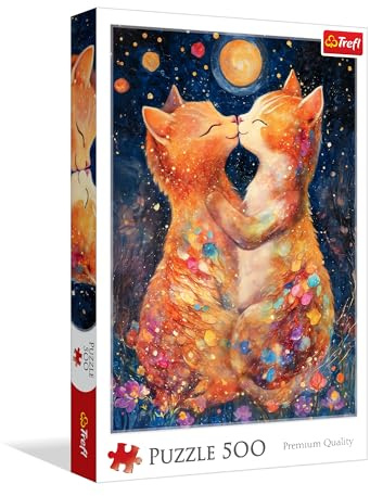 Trefl - Beso a la luz de la Luna - Rompecabezas de 500 Piezas - Rompecabezas DIY, Entretenimiento Creativo, para Adultos y niños a Partir de 10 años